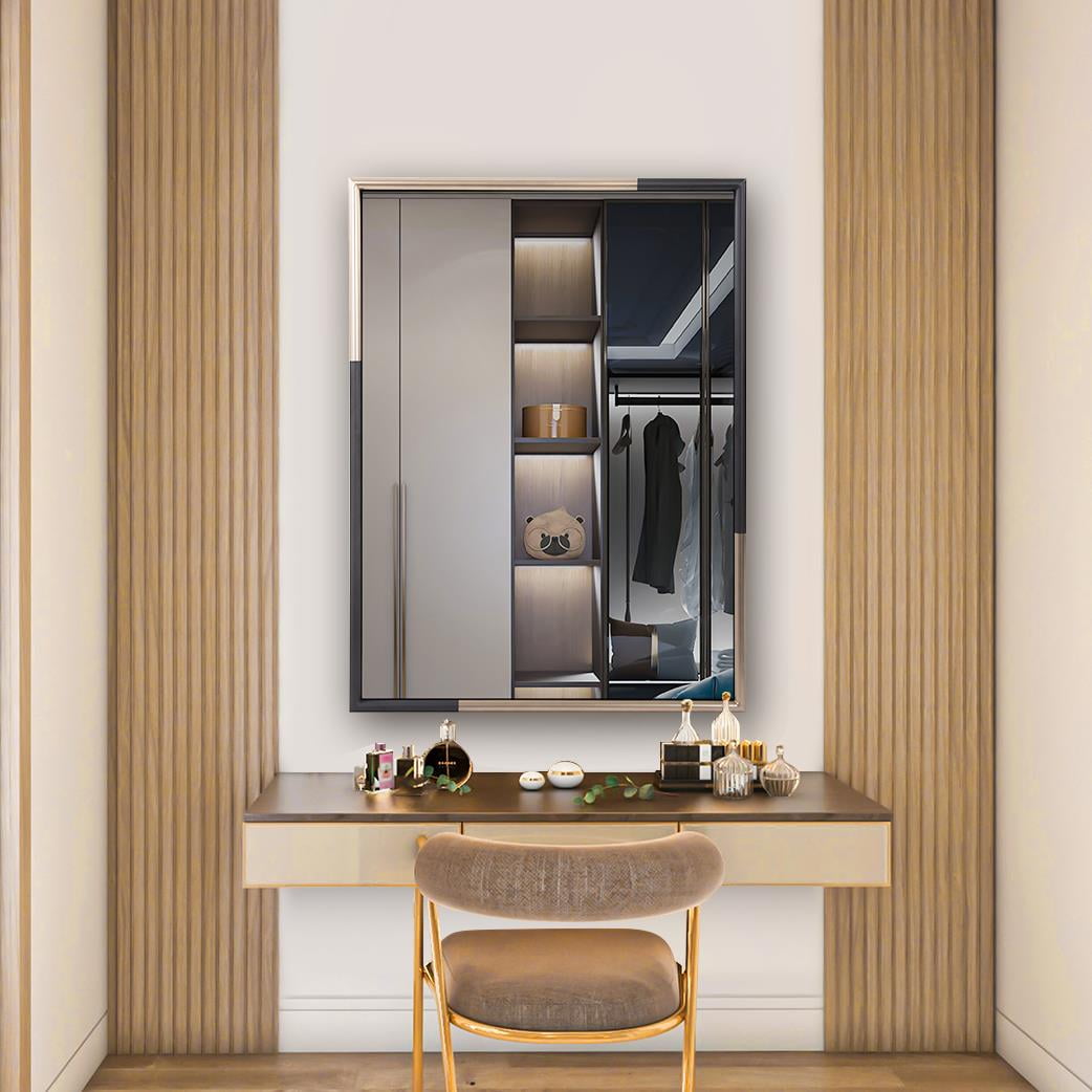 Tyler Dillon Handcrafted Black & Brass Metal Framed Mirror