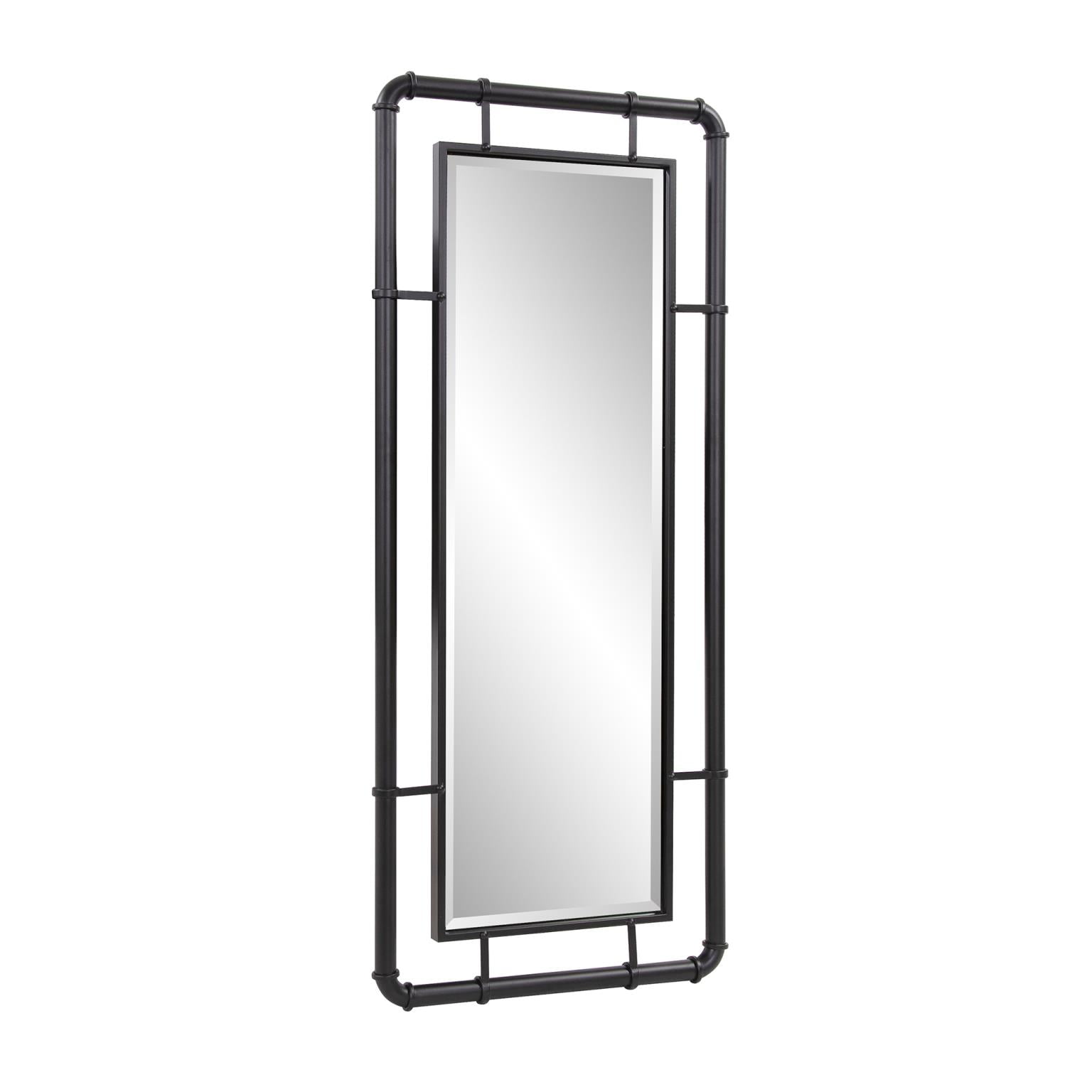Tyler Dillon Matte Black Pipe Framed Industrial Dressing Mirror - 42"H x 18"W x 2"D