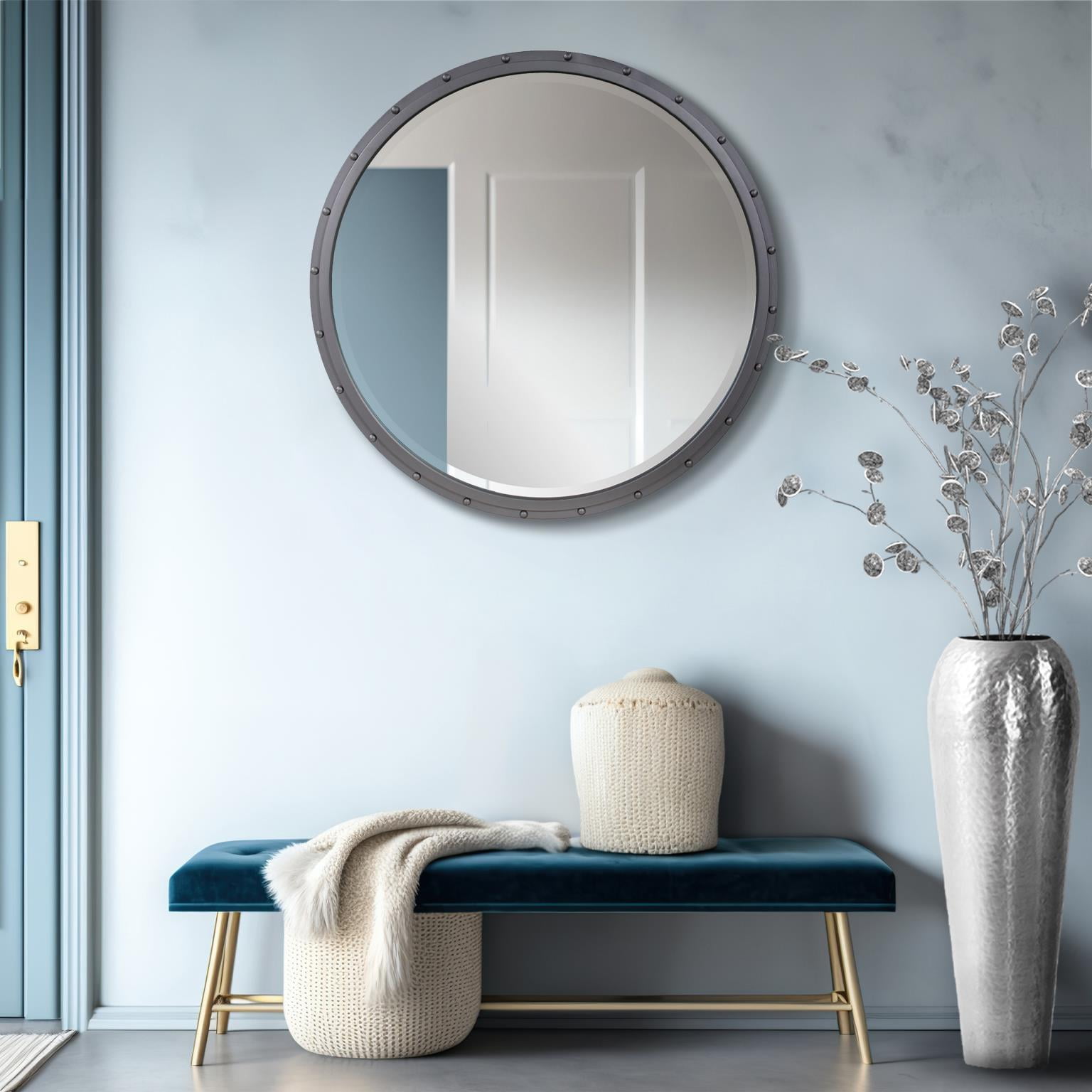 Tyler Dillon Metal Framed Industrial Mirror with Rivet Details