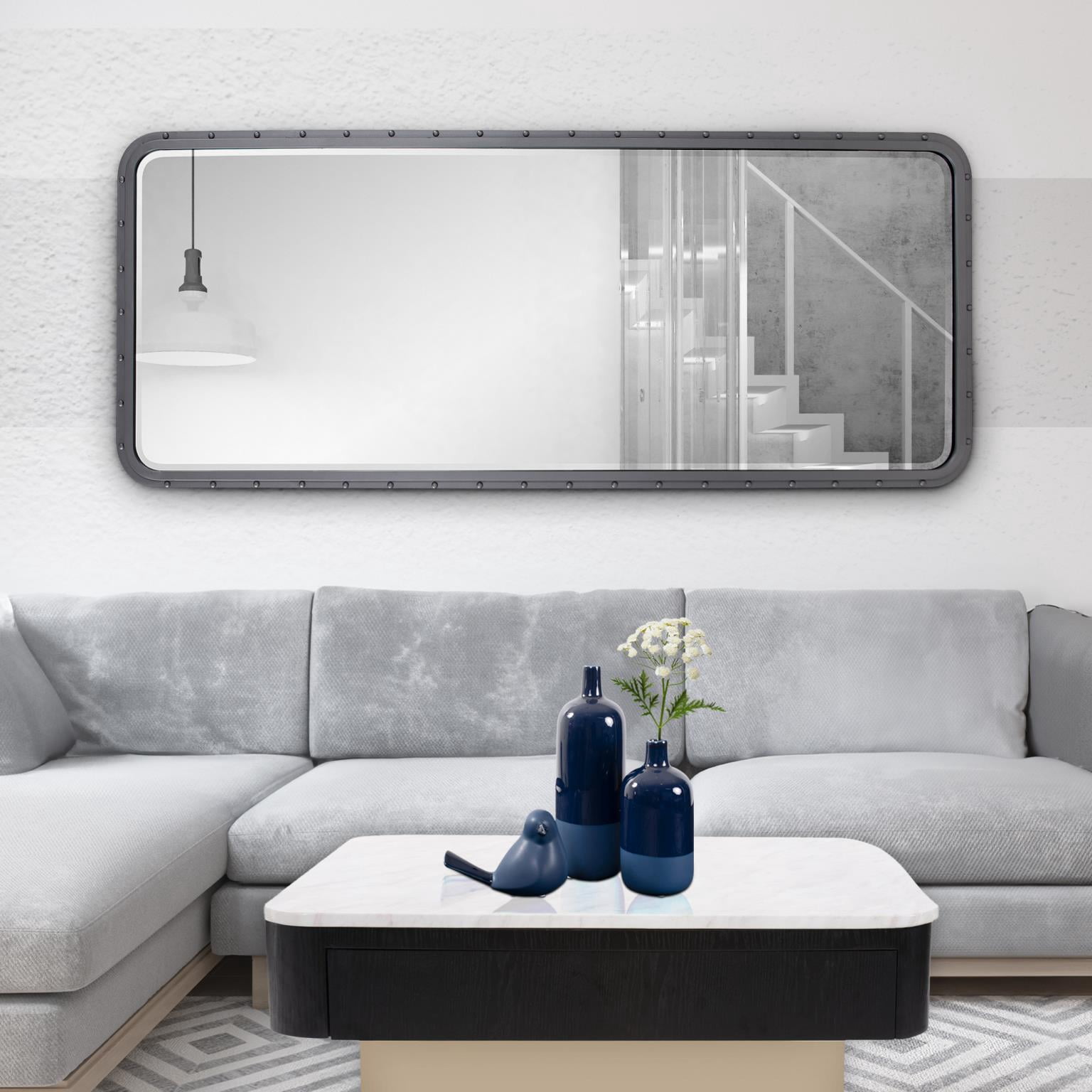 Tyler Dillon Metal Framed Industrial Mirror with Rivet Details