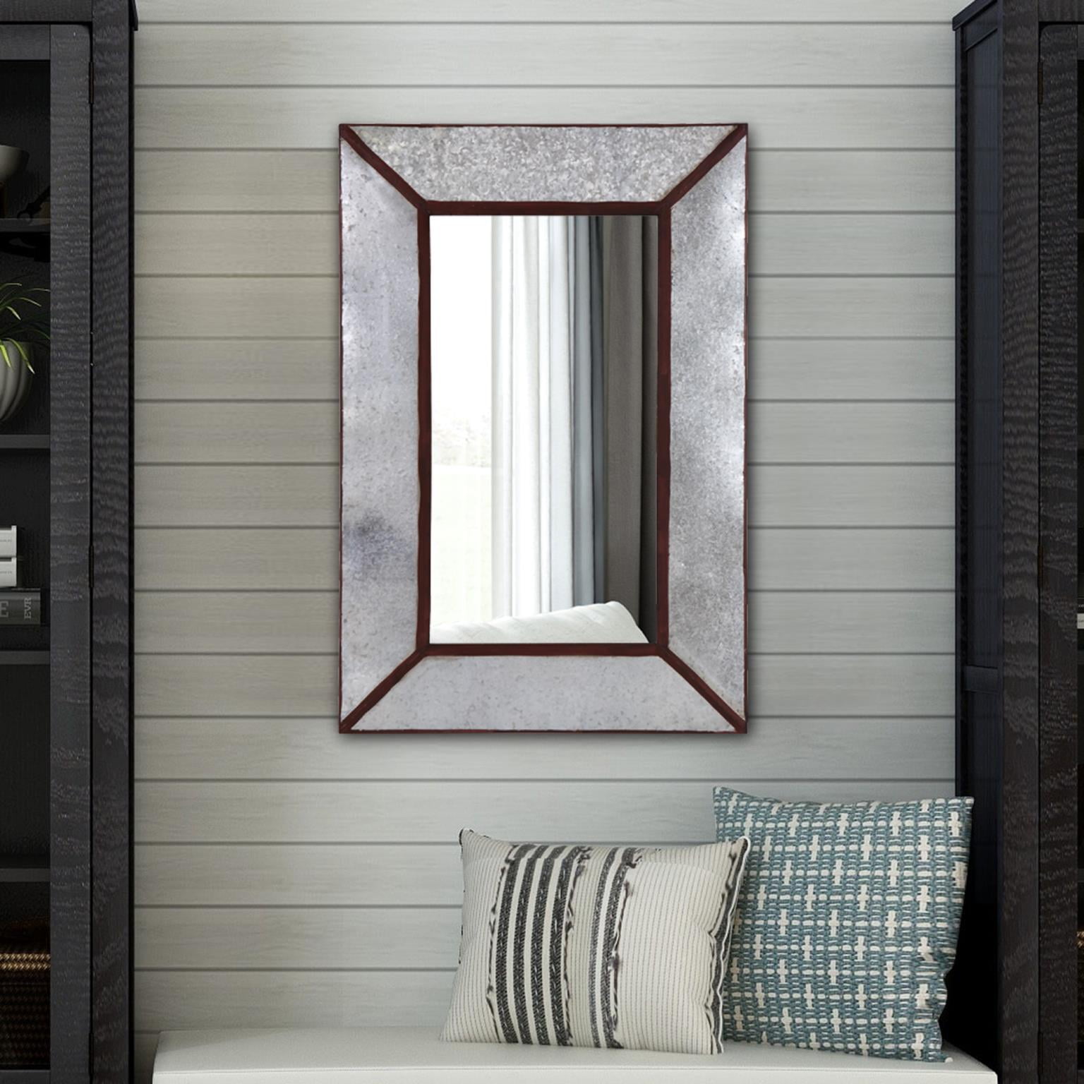 Tyler Dillon Metal Framed Rectangular Rustic Accent Wall Mirror - 36"H x 24.5"W