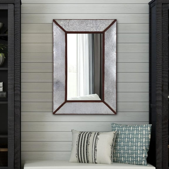 Tyler Dillon Metal Framed Rectangular Rustic Accent Wall Mirror - 36"H x 24.5"W