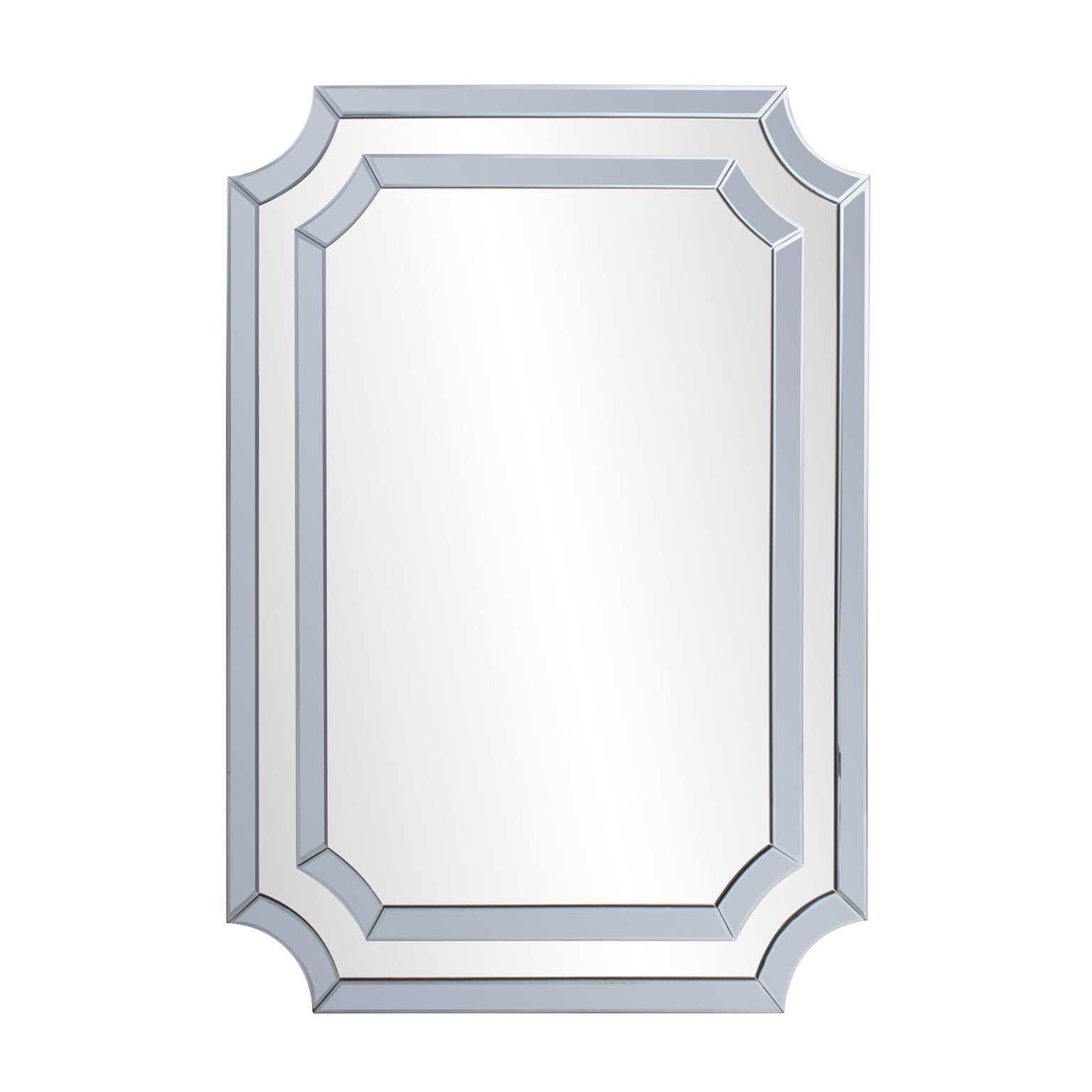 Tyler Dillon Rectangular Double Gray Mirror Bordered Wall Mirror with Scalloped Corners 48"H x 36"W