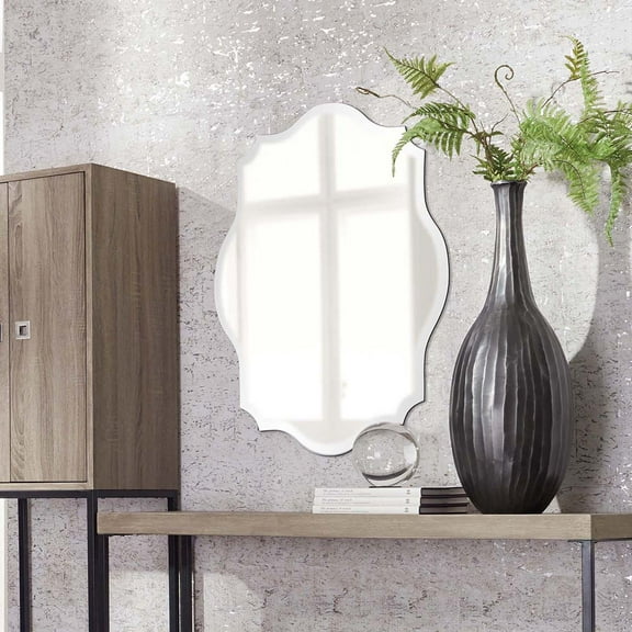 Tyler Dillon Rectangular Frameless Beveled Wall Mirror with Scalloped Edges 32"H x 24"W