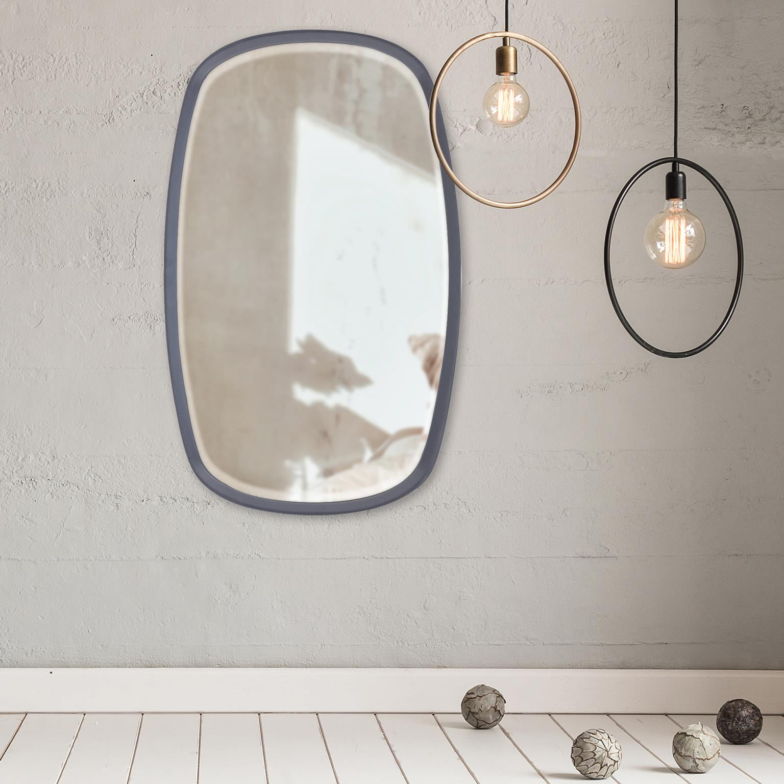 Tyler Dillon Rectangular Gray Wood Framed Asher Wall Mirror
