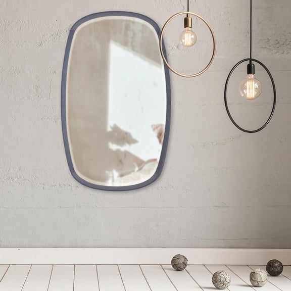 Tyler Dillon Rectangular Gray Wood Framed Asher Wall Mirror
