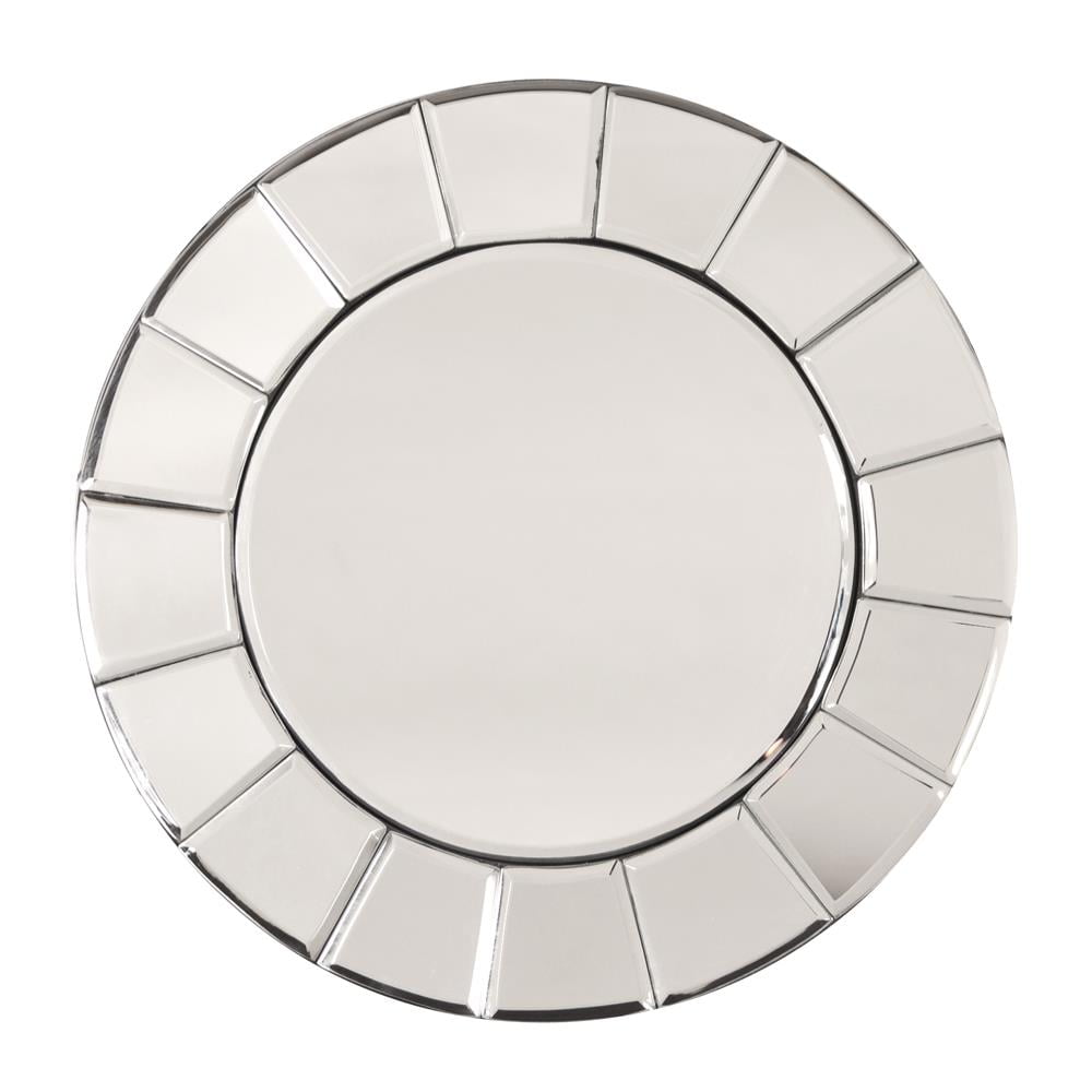 Floral Silhouette 12" Round Frameless Glass Wall Mirror Set