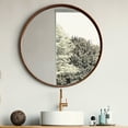 thumbnail image 1 of Tyler Dillon Round Brown Wall Mirror with Wood Shadowbox Frame 39"D, 1 of 7