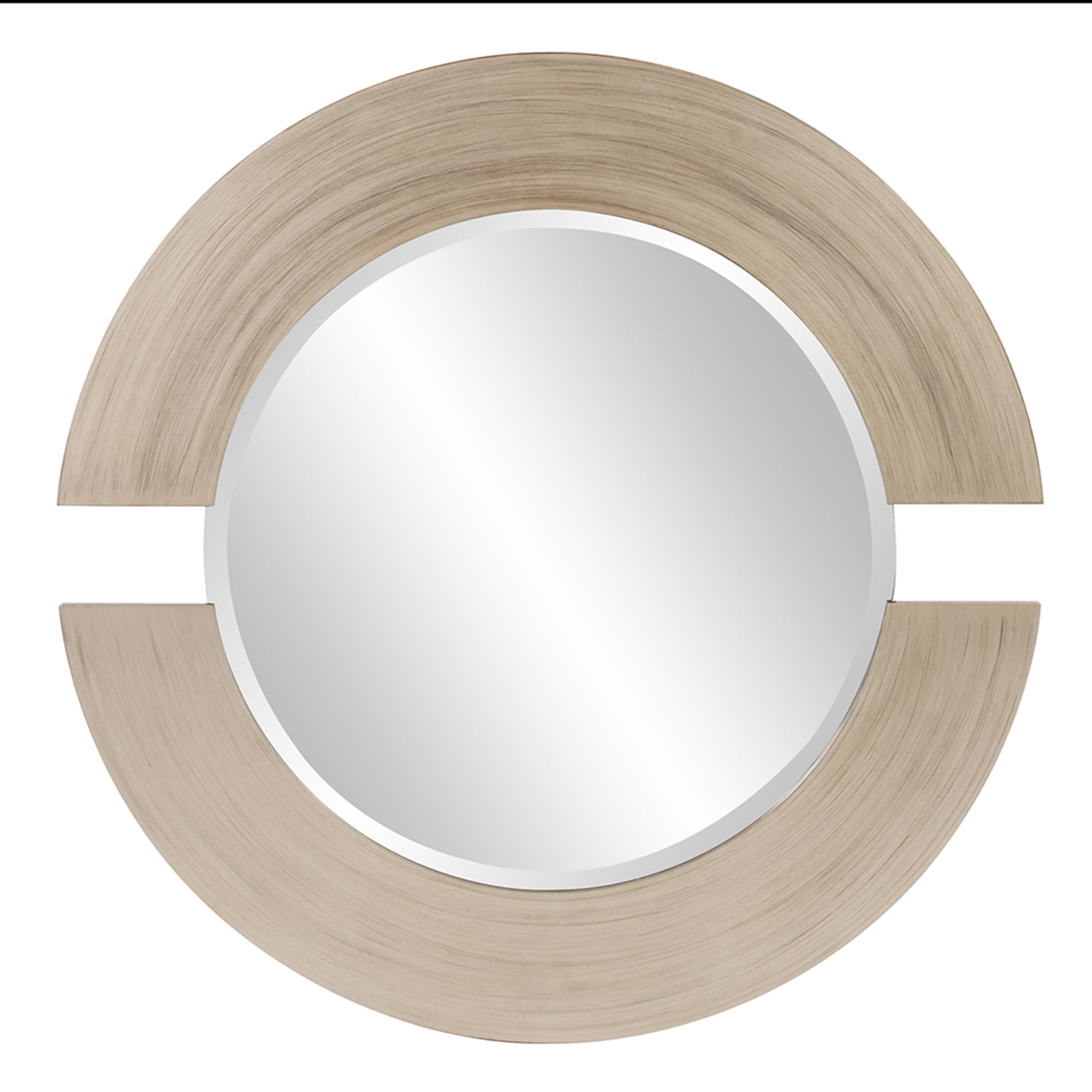 Tyler Dillon Round Warm Silver Wall Mirror with Partial Brown Wood Frame - 38"
