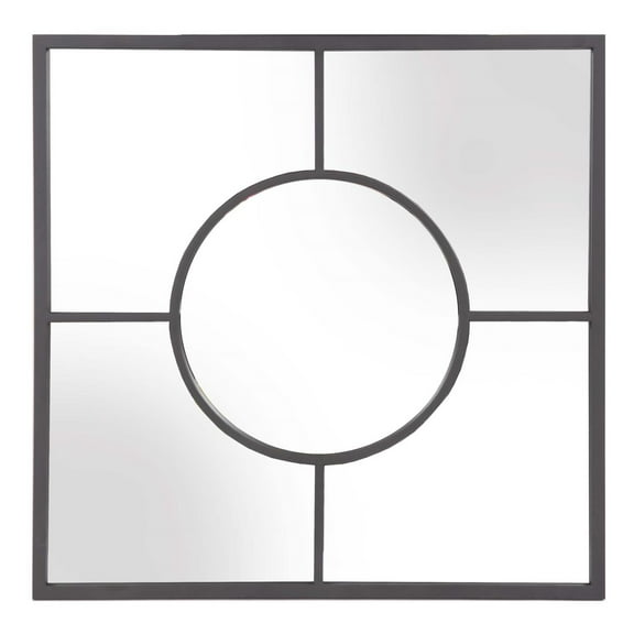 Tyler Dillon Square Geometric Wall Mirror with Graphite Frame - 24" x 24"