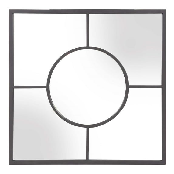 Tyler Dillon Square Geometric Wall Mirror with Graphite Frame - 24" x 24"
