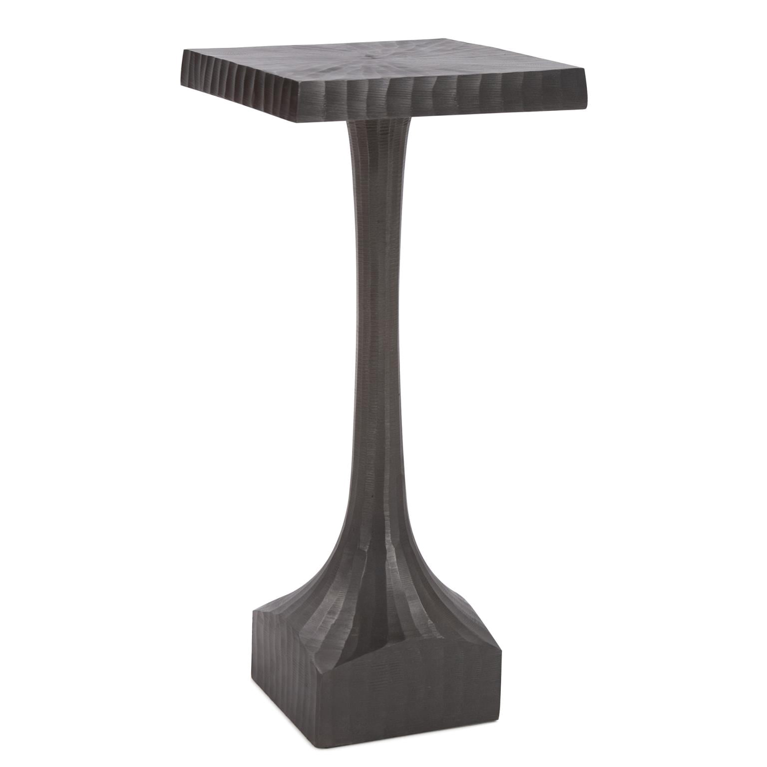 Tyler Dillon Square Graphite Chiseled Metal Martini Accent Table