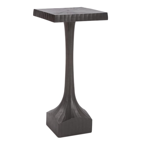 Tyler Dillon Square Graphite Chiseled Metal Martini Accent Table
