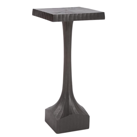 Tyler Dillon Square Graphite Chiseled Metal Martini Accent Table