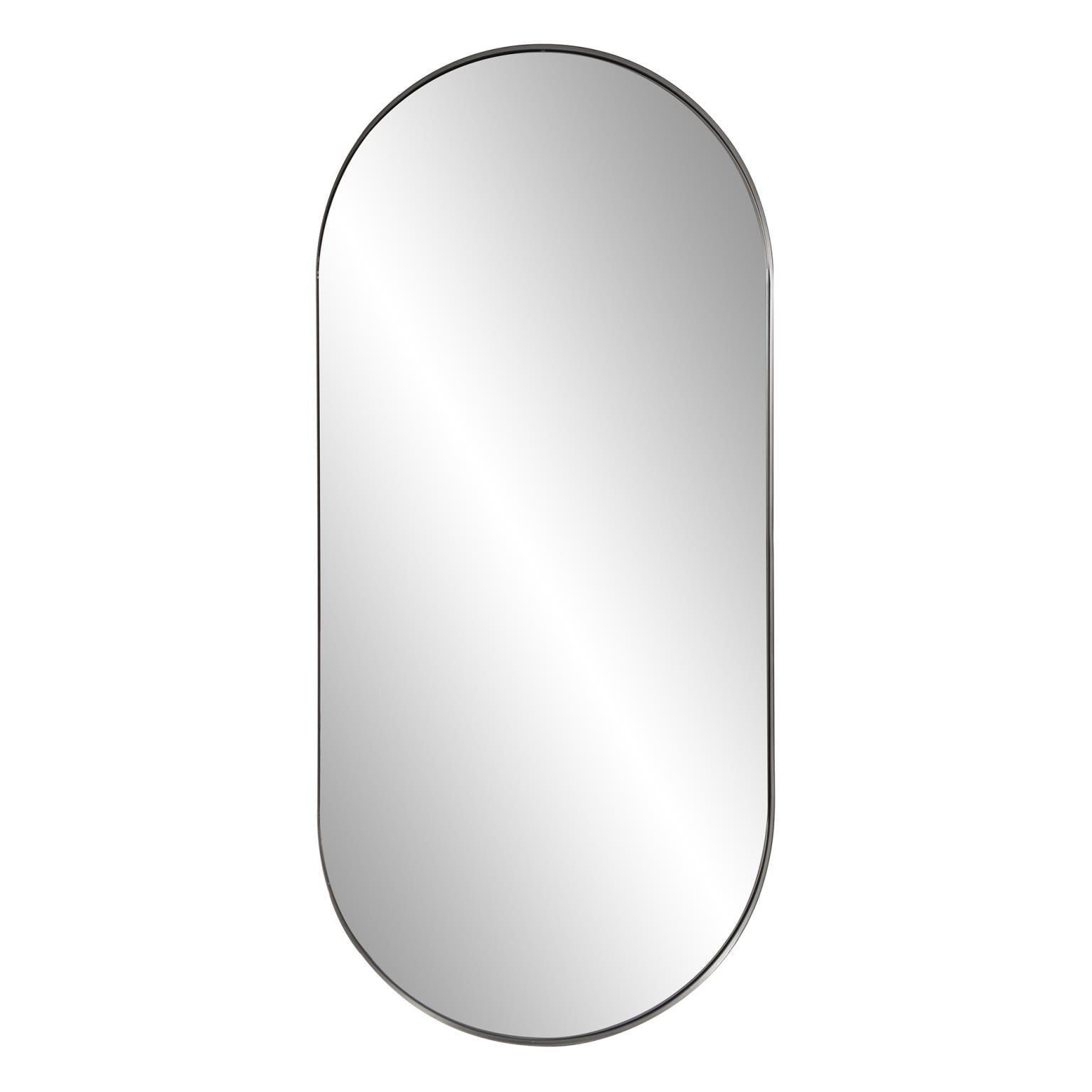 Tyler Dillon Stainless Steel Framed Capsule Wall Mirror - 40"H x 17.75"W