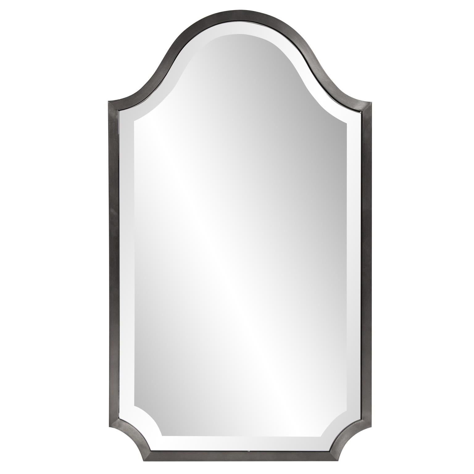 Tyler Dillon Stainless Steel Framed Hand Beveled Arched Shield Mirror 16"W x 27"H