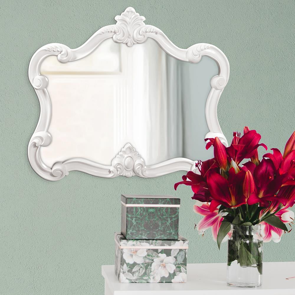 Tyler Dillon Veruca Glossy White Framed Accent Wall Mirror - 28" H x 32" W x 2" D