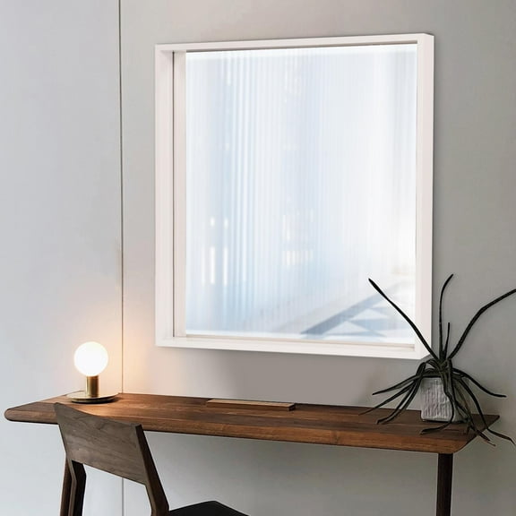 Tyler Dillon White Square Mirror with Shadowbox Style Wood Frame - 40" x 40"