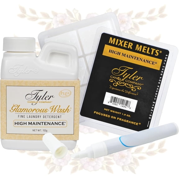 Tyler Diva Glamorous Wash Laundry Detergent (4 oz.) Bundle with Tyler Diva Mixer Melts and Stain Remover Pen - Diva Scented Bundle - Laundry Detergent