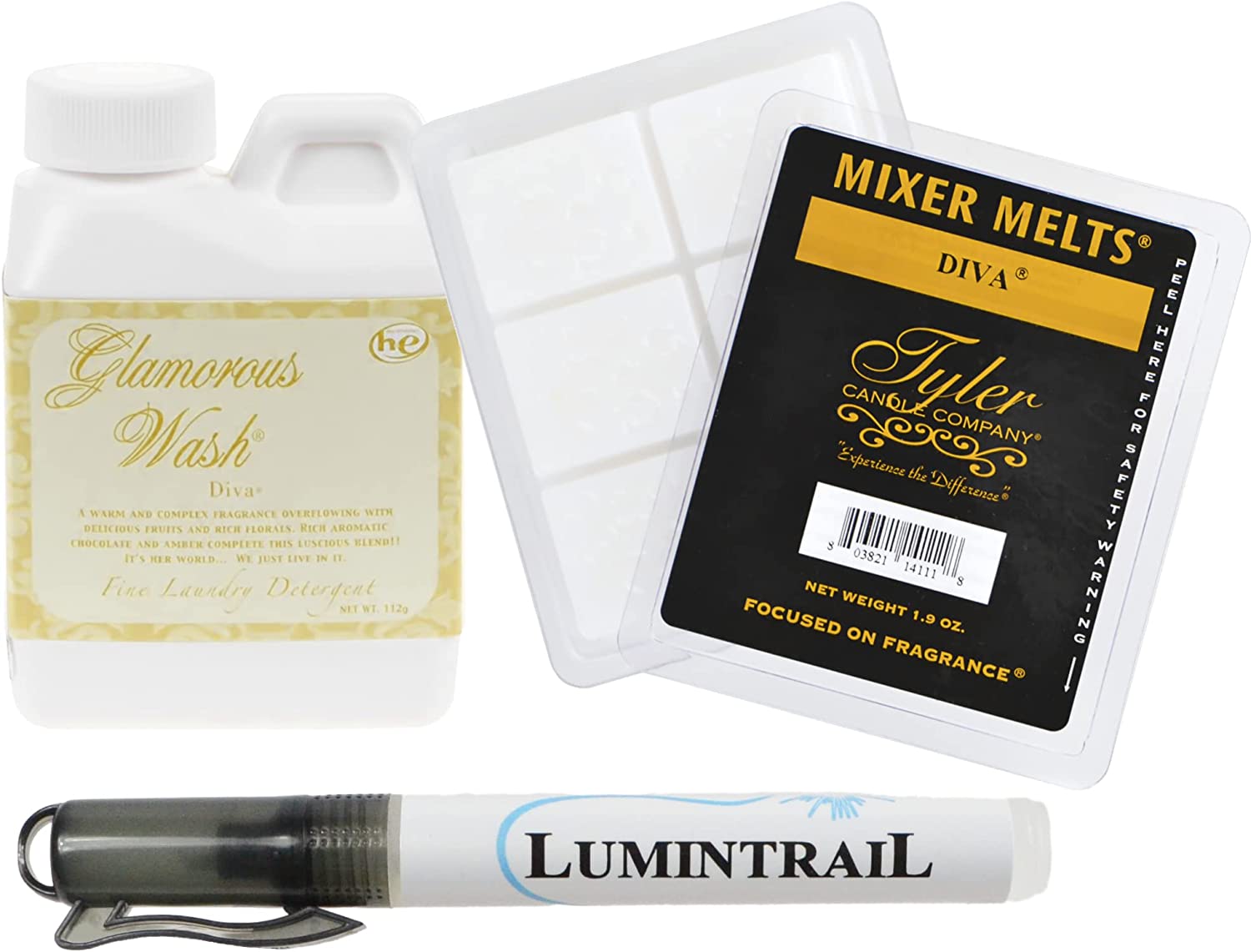 Tyler Glamorous Wash 4 Oz Laundry Detergent, Diva Scent, Bundle with Diva Mixer Melts and a