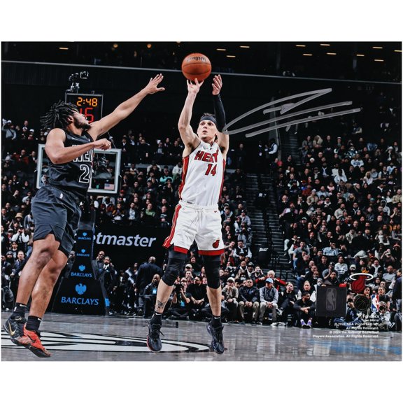 Tyler Herro Miami Heat Autographed 8" x 10" Shooting vs. Brooklyn Nets Photograph - Fanatics Authentic Certified