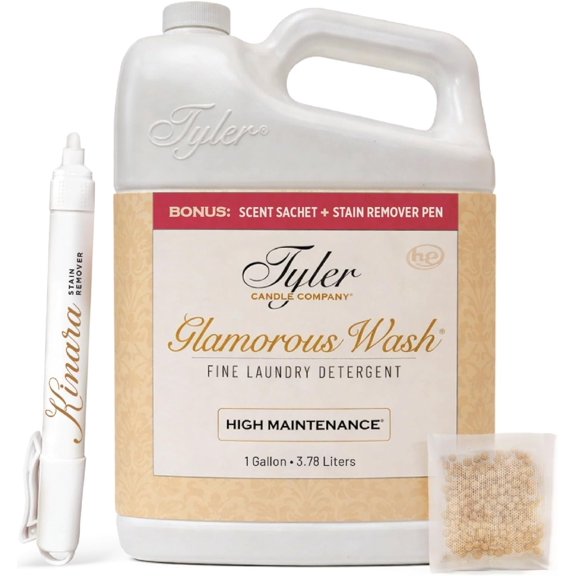 Tyler High Maintenence Glamorous Wash Liquid Laundry Detergent, Bundle with Stain Remover Pen, Scented Sachet - Gentle Washing Detergent, Laundry Supplies - 1 Gallon