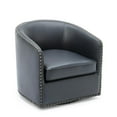 thumbnail image 1 of Tyler Midnight Blue Faux Leather Swivel Arm Chair with Nailhead Trim, 1 of 13