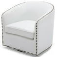 thumbnail image 1 of Tyler Milky White Faux Leather Swivel Arm Chair with Nailhead Trim, 1 of 9