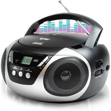 Tyler Portable Boom Box CD Player AM/FM Radio Combo, Dynamic Boombox CD Players for Home/Outdoor Portable Stereo with Speakers, Long Antenna for Best Reception Aux Input/3.5mm Headphone Jack, Silver