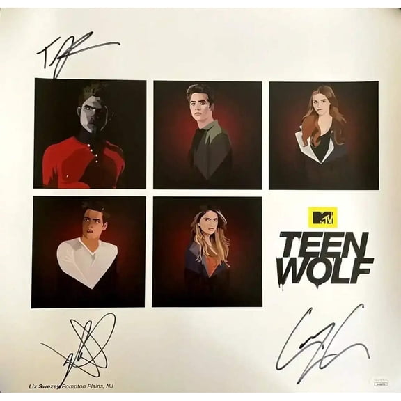 Tyler Posey Dylan Sprayberry Cody Christian autographed Teen Wolf 2015 Comic-Con lithograph poster JSA