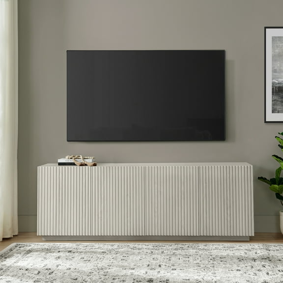 Tyler Rectangular Fluted TV Stand for TV's up to 78" in Alder White