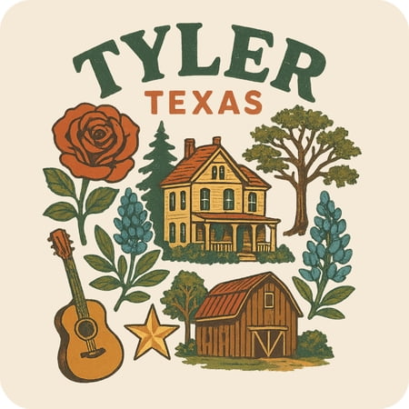 Tyler Texas Keepsakes Souvenir Vinyl Sticker – Destination Travel Keepsake Collectible (4-Inches Wide)