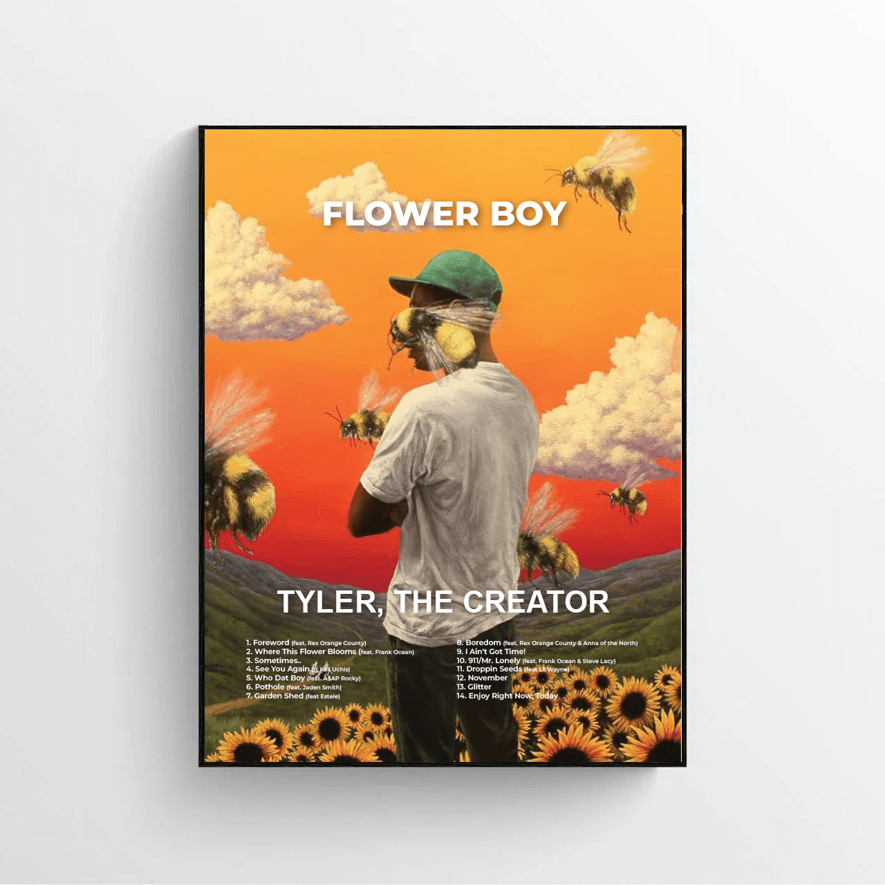 Jingluwrs Tyler Poster The Creator Flower Boy album kenmerkende muziekposters voor de kamer, esthetische muurkunst slaapkamer decor 30 x 45 cm