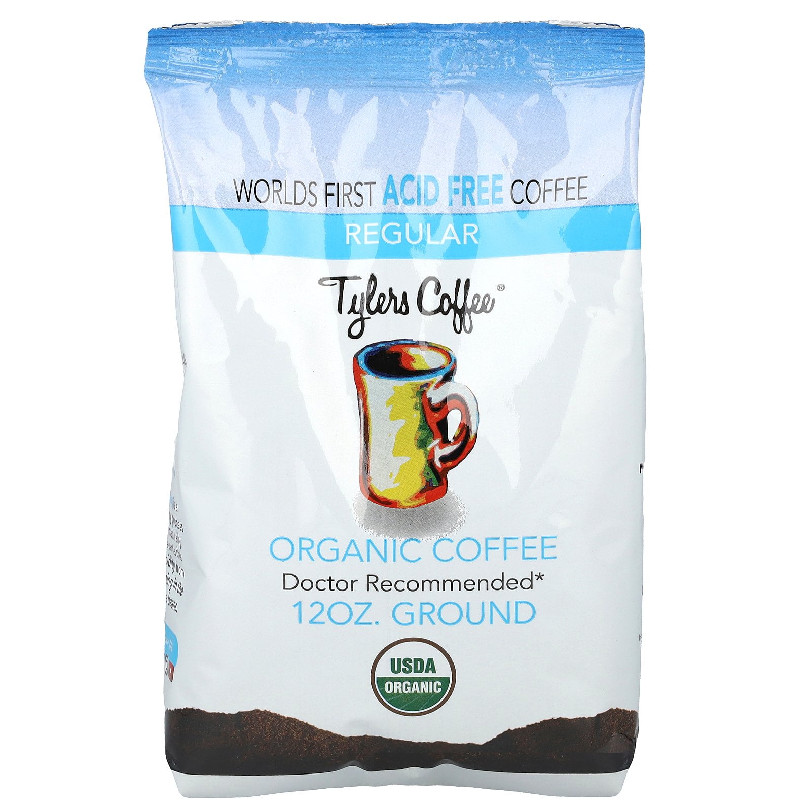 TYLERS COFFEE Tylers Acid Free Original Ground Coffee, 12 Ounce