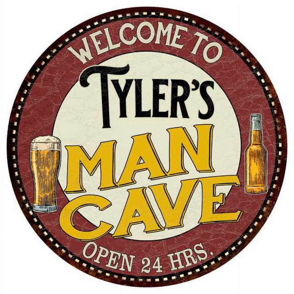 Tyler's Man Cave 14" Round Metal Sign Kitchen Bar Wall Decor 100140035237