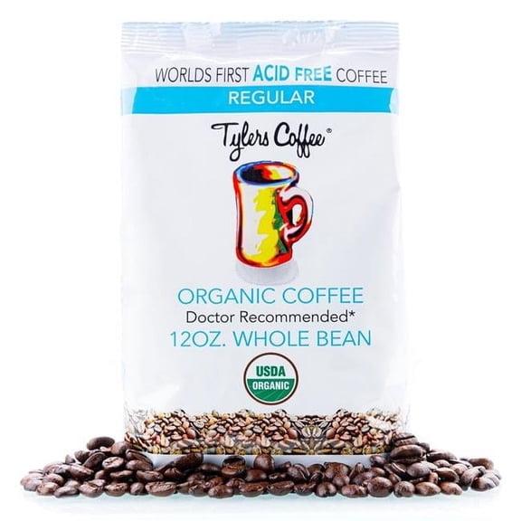 Tylers Coffee 12REGWB 12 oz Bag of Regular Whole Bean Acid-Free Coffee