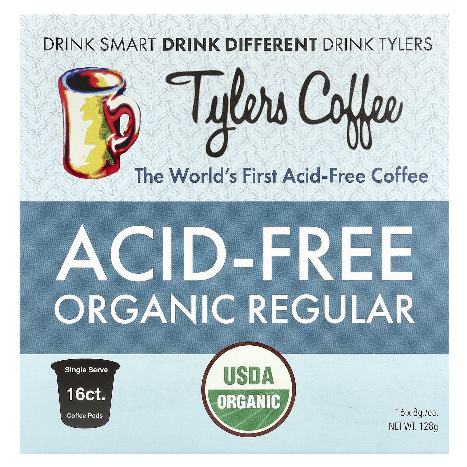 Tylers Coffees, Organic Coffee, Regular, Acid-Free, 16 K-Cup Pods, (8 g) Each Pack of 2