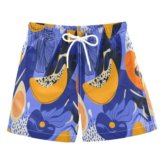 Tylized Fruits Pattern Boys' Swim Trunks Beach Pool Shorts Quick Dry Soft Fabric Classic Fit