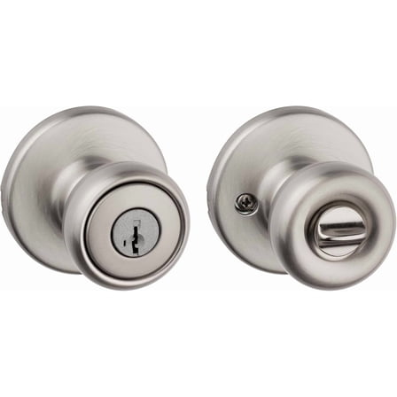 Tylo Satin Nickel Entry Door Knob - SmartKey Rekey, Microban Antimicrobial, Pick-Resistant Lock for Front/Bedroom