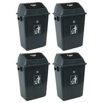 Tyminin 13 Gallon Plastic Swing Lid Trash Can, Outdoor Garbage Can, Grey, 4 Pack