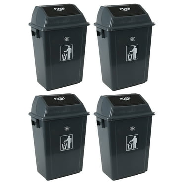 Tyminin 13 Gallon Plastic Swing Lid Trash Can, Outdoor Garbage Can, Grey, 4 Pack