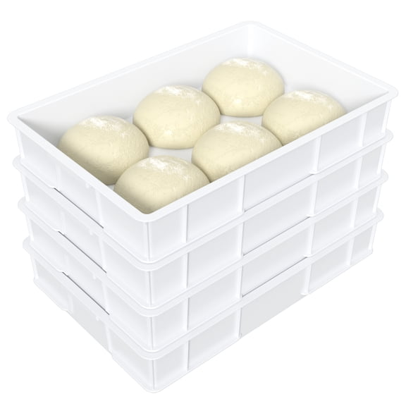 Tyminin Pizza Dough Proofing Box Tray, Stackable Commercial Quality Trays, White, 4 Trays