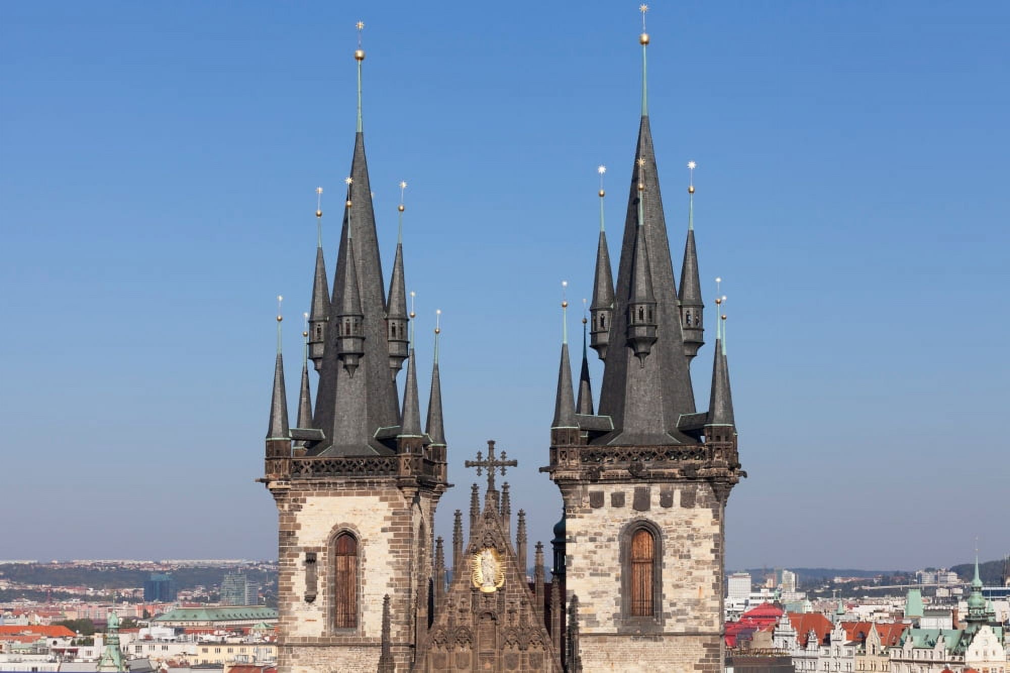 Tyn Church Prague Old Town Square Prague Czech Republic Canvas Art - Panoramic Images (36 x 12)