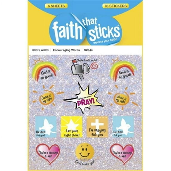 Tyndale House Publishers 110000 Sticker-Encouraging Words- 6 Sheets-Faith That Sticks