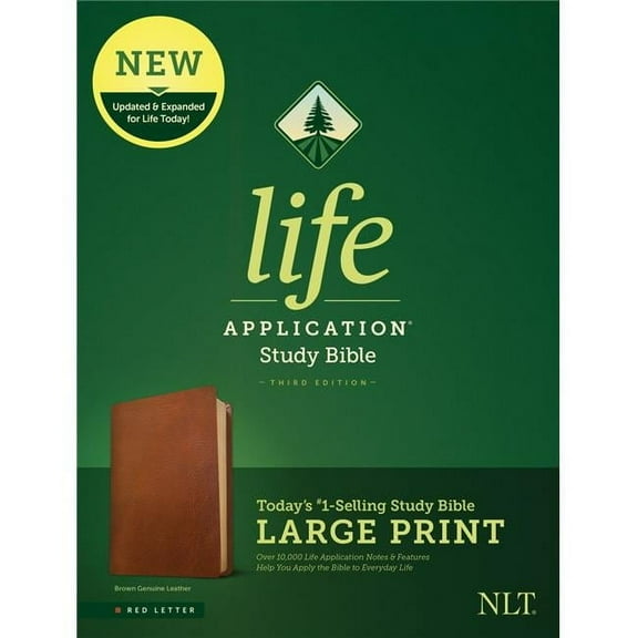 Tyndale House Publishers 159658 NLT Life Application Study Bible, Brown Genuine Leather