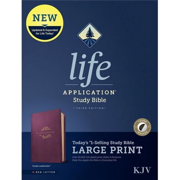 Tyndale House Publishers 21171X King James Version Life Application Study & Print Third Edition-RL Leat Bible, Purple - Large