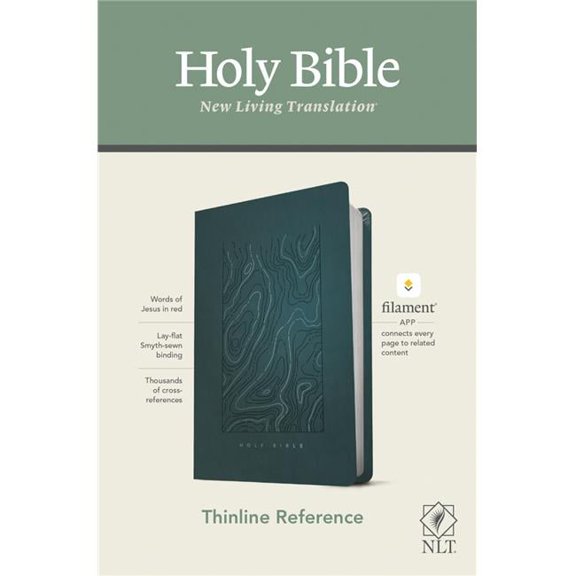 Tyndale House Publishers 244553 NLT Thinline Reference Bible, Teal Blue LeatherLike