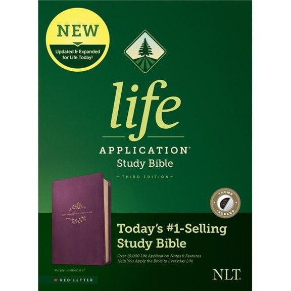 Tyndale House Publishers 272625 NLT Life Application Study Bible, Purple Leatherlike Indexed
