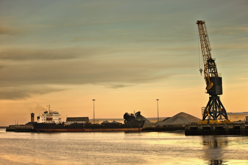 Tyne And Wear Sunderland England Crane At A Shipping Dock Canvas Art - John Short  Design Pics (36 x 24)
