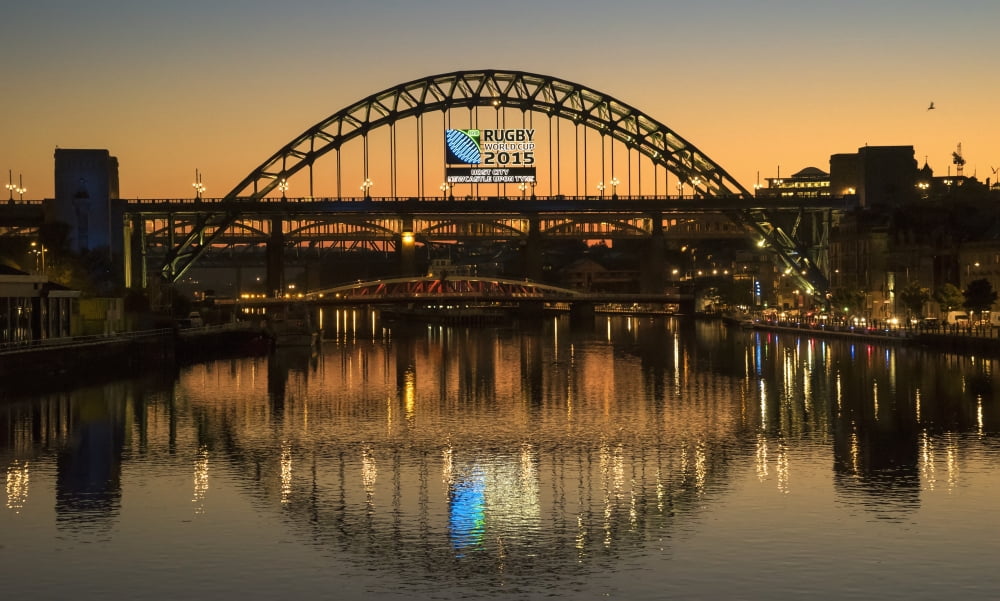 Tyne Bridge over River Tyne at sunset Newcastle Tyne and Wear England Canvas Art - John Short Design Pics (20 x 12)